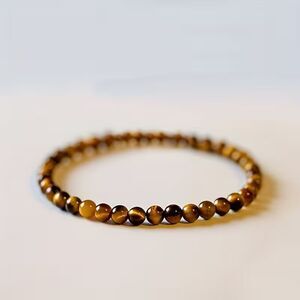Natural Tigers Eye Beaded Bracelet 4mm Stretch Handmade Boho Stone Men Women New